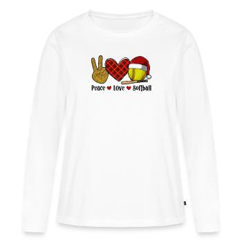Softball Noël Joueur de softball Cadeau de fête de Noël - T-shirt manches longues Premium bio Femme - blanc - Devant - Julia (174cm)