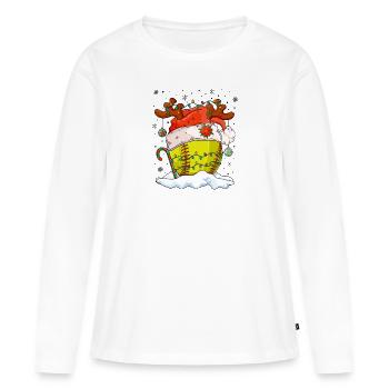 Softball Noël Joueur de softball Cadeau de fête de Noël - T-shirt manches longues Premium bio Femme - blanc - Devant - Julia (174cm)