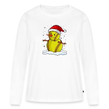 Softball Noël Joueur de softball Cadeau de fête de Noël - T-shirt manches longues Premium bio Femme - blanc - Devant - Julia (174cm)