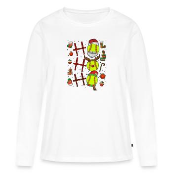 Softball Noël Joueur de softball Cadeau de fête de Noël - T-shirt manches longues Premium bio Femme - blanc - Devant - Julia (174cm)