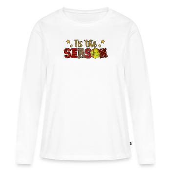 Softball Noël Joueur de softball Cadeau de fête de Noël - T-shirt manches longues Premium bio Femme - blanc - Devant - Julia (174cm)