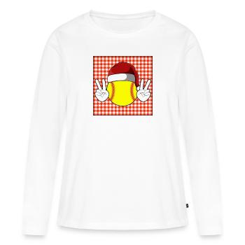 Softball Noël Joueur de softball Cadeau de Noël - T-shirt manches longues Premium bio Femme - blanc - Devant - Julia (174cm)