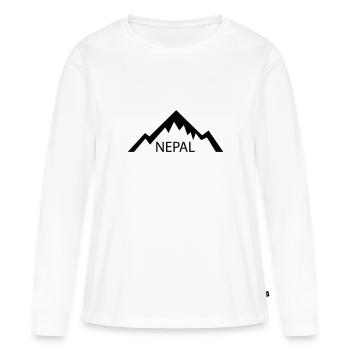 Népal - T-shirt manches longues Premium bio Femme - blanc - Devant - Julia (174cm)
