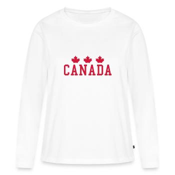 Érable du Canada - T-shirt manches longues Premium bio Femme - blanc - Devant - Julia (174cm)