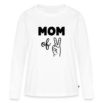 Maman de deux enfants - T-shirt manches longues Premium bio Femme - blanc - Devant - Julia (174cm)