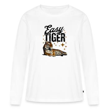 Tigre facile - T-shirt manches longues Premium bio Femme - blanc - Devant - Julia (174cm)
