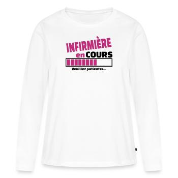 infirmière en cours - T-shirt manches longues Premium bio Femme - blanc - Devant - Julia (174cm)