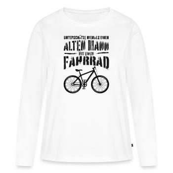 Alter Mann • Fahrrad | Vintage Retro Style - Frauen Premium Bio Langarmshirt - Weiß - Vorne - Julia (174cm)