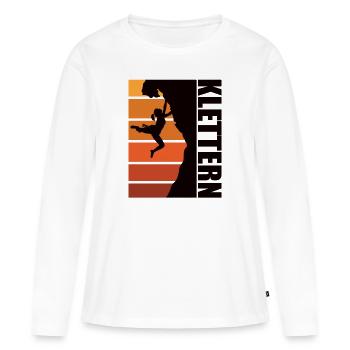 Felsklettern – Kletterin - Frauen Premium Bio Langarmshirt - Weiß - Vorne - Julia (174cm)