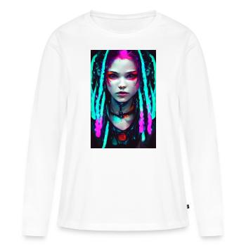 Cyber Goth Girl Neon Colors Dreadlocks Cyber Punk - T-shirt manches longues Premium bio Femme - blanc - Devant - Julia (174cm)