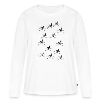 Crâne et os croisés Motif crâne - T-shirt manches longues Premium bio Femme - blanc - Devant - Julia (174cm)