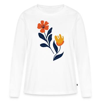 Fleurs classiques adaptées à l’été - T-shirt manches longues Premium bio Femme - blanc - Devant - Julia (174cm)
