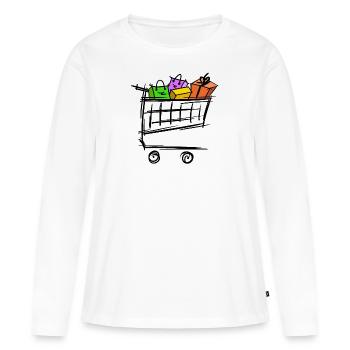Panier plein Sacs à provisions Cadeaux - T-shirt manches longues Premium bio Femme - blanc - Devant - Julia (174cm)