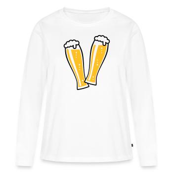 2 Weißbiergläser Stoßen An (Bier Weizenbier / 2C) - Frauen Premium Bio Langarmshirt - Weiß - Vorne - Julia (174cm)