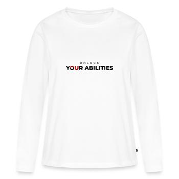 Débloquez vos capacités Premium - T-shirt manches longues Premium bio Femme - blanc - Devant - Julia (174cm)