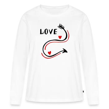 Love Pfeil Herzen Liebe süßes verliebt Motiv - Frauen Premium Bio Langarmshirt - Weiß - Vorne - Julia (174cm)