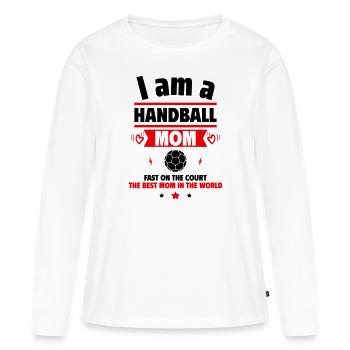 Maman handball, Meilleure maman, Cadeau de fête des mères - T-shirt manches longues Premium bio Femme - blanc - Devant - Julia (174cm)