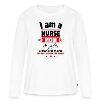 Maman infirmière, cadeau de fête des mères - T-shirt manches longues Premium bio Femme - blanc - Devant - Julia (174cm)