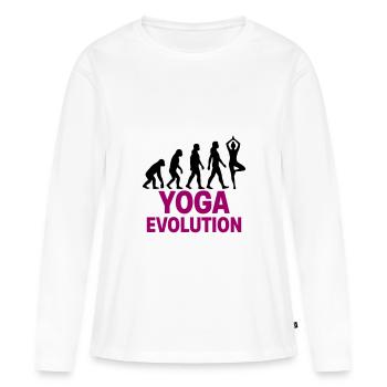 Yoga Evolution Frau Zen Geschenk - Frauen Premium Bio Langarmshirt - Weiß - Vorne - Julia (174cm)