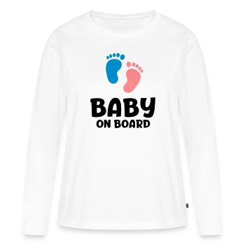 Slogan Baby an Bord - Baby an Bord. Füße - Frauen Premium Bio Langarmshirt - Weiß - Vorne - Julia (174cm)