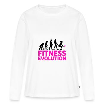Fitness Evolution Frau Geschenk Cool - Frauen Premium Bio Langarmshirt - Weiß - Vorne - Julia (174cm)