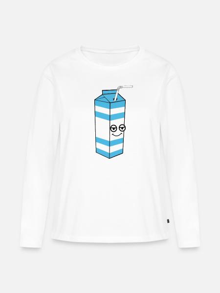 Milch mit Gesicht - Frauen Premium Bio Langarmshirt - Weiß