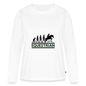 Equestrian Evolution Reiterin Geschenk Cool - Frauen Premium Bio Langarmshirt - Weiß - Vorne - Julia (174cm)
