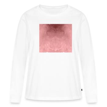 Aquarelle couleur saumon rose - T-shirt manches longues Premium bio Femme - blanc - Devant - Julia (174cm)