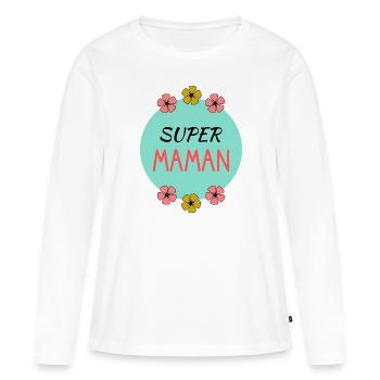 BONNE FÊTE. FÊTE DES MÈRES. FÊTE DES PÈRES. FÊTE - T-shirt manches longues Premium bio Femme - blanc - Devant - Julia (174cm)