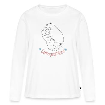 Maman samoyed - T-shirt manches longues Premium bio Femme - blanc - Devant - Julia (174cm)