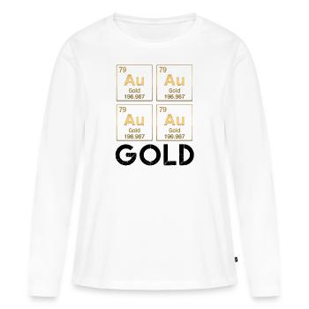 Gold (Au), Gold im Periodensystem, Gold Hoodie - Frauen Premium Bio Langarmshirt - Weiß - Vorne - Julia (174cm)