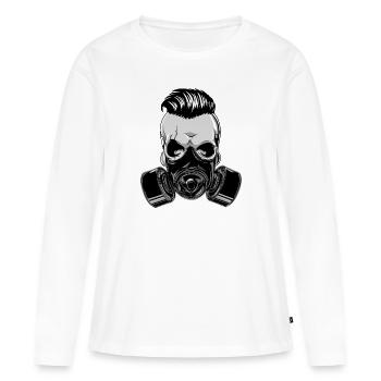Crâne de hipster crâne avec masque à gaz masque - T-shirt manches longues Premium bio Femme - blanc - Devant - Julia (174cm)