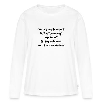 Résoudre les regrets - T-shirt manches longues Premium bio Femme - blanc - Devant - Julia (174cm)