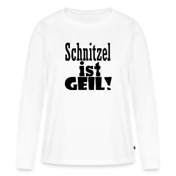 Schnitzel ist geil - Frauen Premium Bio Langarmshirt - Weiß - Vorne - Julia (174cm)