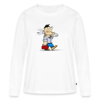 Technician with wrench - Women's Premium Organic Long Sleeve Shirt - white - Front - Julia (174cm)