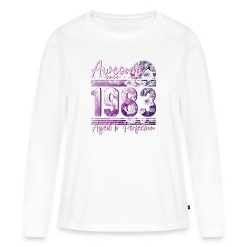 1983 Naissance femmes d’anniversaire - T-shirt manches longues Premium bio Femme - blanc - Devant - Julia (174cm)
