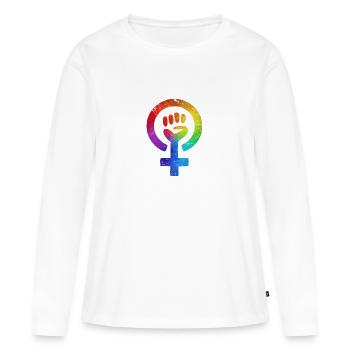 féminisme féministe féministe féministe pouvoir - T-shirt manches longues Premium bio Femme - blanc - Devant - Julia (174cm)