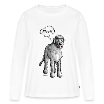 Irish wolfhound - cartoon - comic - funny - Women's Premium Organic Long Sleeve Shirt - white - Front - Julia (174cm)