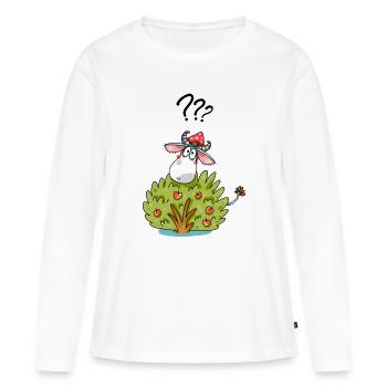 Vache au buisson : design drôle d’animal - T-shirt manches longues Premium bio Femme - blanc - Devant - Julia (174cm)