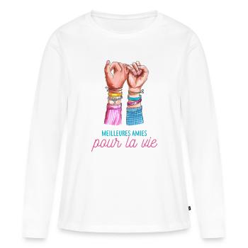 Meilleures amies pour la vie - T-shirt manches longues Premium bio Femme - blanc - Devant - Julia (174cm)