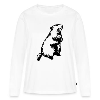 Murmeltier Alpen - Frauen Premium Bio Langarmshirt - Weiß - Vorne - Julia (174cm)