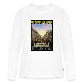 Protest gegen die Unabhängigkeit Tibets - Frauen Premium Bio Langarmshirt - Weiß - Vorne - Julia (174cm)