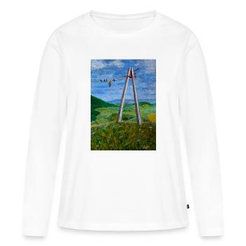 Réflexions sur les lignes électriques rurales - T-shirt manches longues Premium bio Femme - blanc - Devant - Julia (174cm)