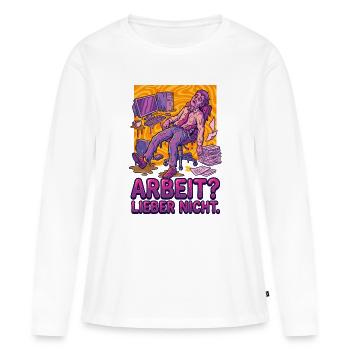 Travailler ? Plutôt pas - T-shirt manches longues Premium bio Femme - blanc - Devant - Julia (174cm)