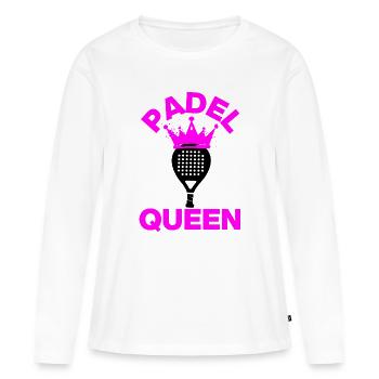 Reine du padel – Dame de cour ! Écrase-le en rose - T-shirt manches longues Premium bio Femme - blanc - Devant - Julia (174cm)