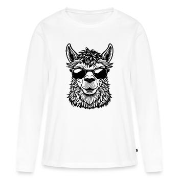 Visage de lama - T-shirt manches longues Premium bio Femme - blanc - Devant - Julia (174cm)