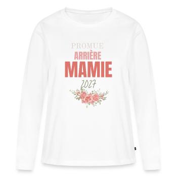 Souvenir Mamie 2027 Floral - T-shirt manches longues Premium bio Femme - blanc - Devant - Julia (174cm)