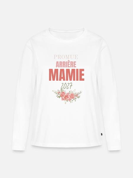 Granny Souvenir 2027 Blumen - Frauen Premium Bio Langarmshirt - Weiß