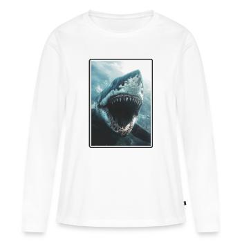 Grand requin blanc Grand requin blanc - T-shirt manches longues Premium bio Femme - blanc - Devant - Julia (174cm)
