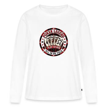 Poker Legend Royal Flush & Conception des jetons de poker - T-shirt manches longues Premium bio Femme - blanc - Devant - Julia (174cm)